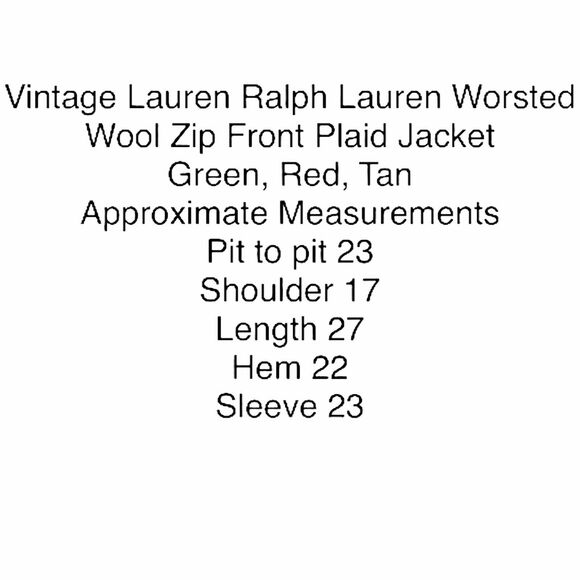 Lauren Ralph Lauren Jacket Plaid Vintage Men's Green Red Tan Full Zip size S - Picture 6 of 12